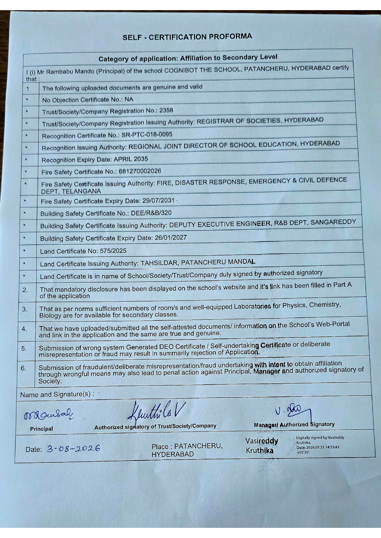Self-Certification